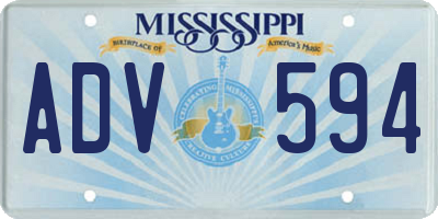 MS license plate ADV594
