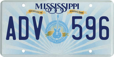 MS license plate ADV596