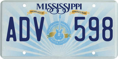 MS license plate ADV598