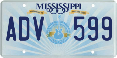 MS license plate ADV599