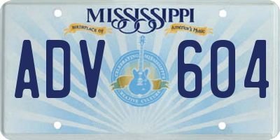 MS license plate ADV604