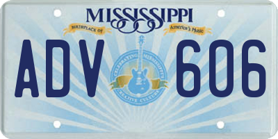 MS license plate ADV606