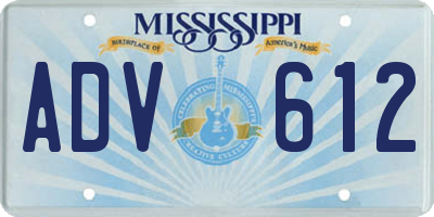 MS license plate ADV612