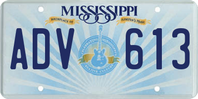 MS license plate ADV613