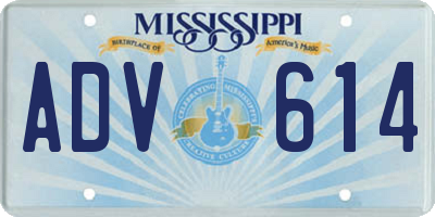 MS license plate ADV614