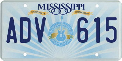 MS license plate ADV615