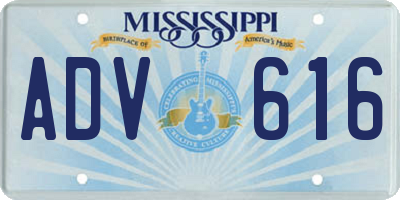 MS license plate ADV616