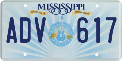 MS license plate ADV617