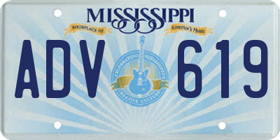 MS license plate ADV619