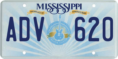 MS license plate ADV620
