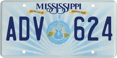 MS license plate ADV624