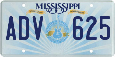 MS license plate ADV625