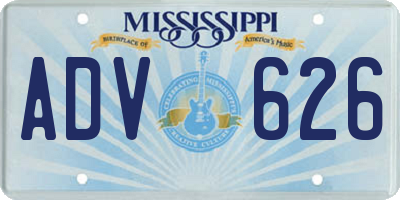 MS license plate ADV626
