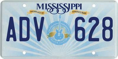 MS license plate ADV628
