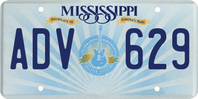 MS license plate ADV629