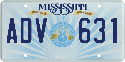 MS license plate ADV631