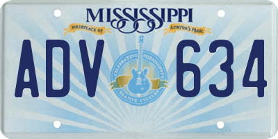 MS license plate ADV634