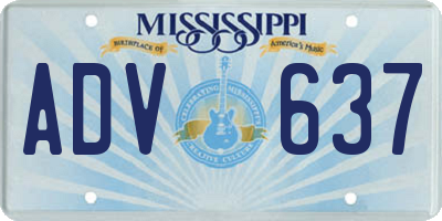 MS license plate ADV637