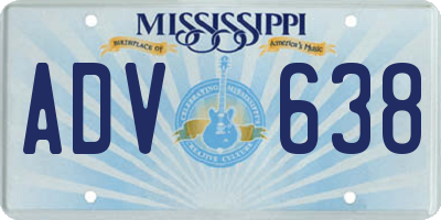 MS license plate ADV638