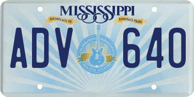 MS license plate ADV640