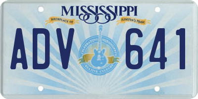 MS license plate ADV641