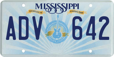 MS license plate ADV642