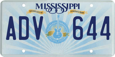 MS license plate ADV644