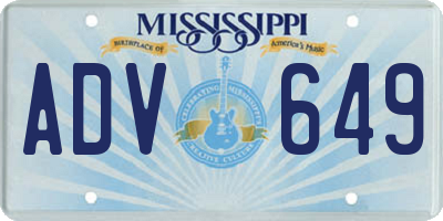 MS license plate ADV649