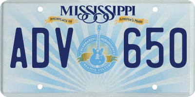 MS license plate ADV650