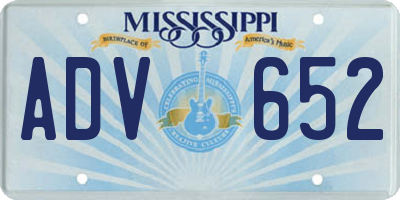 MS license plate ADV652