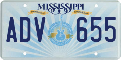 MS license plate ADV655