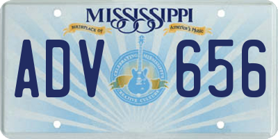 MS license plate ADV656