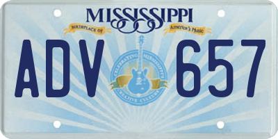 MS license plate ADV657