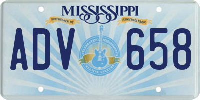 MS license plate ADV658