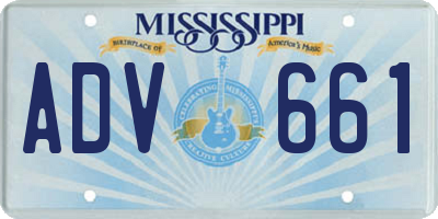 MS license plate ADV661