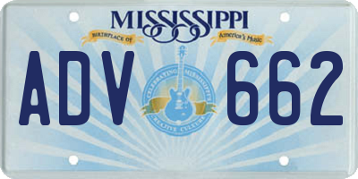 MS license plate ADV662
