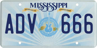 MS license plate ADV666