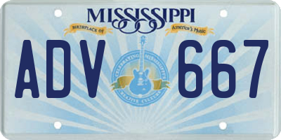 MS license plate ADV667