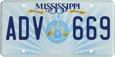 MS license plate ADV669