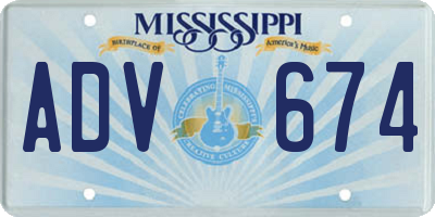 MS license plate ADV674
