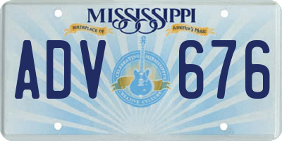 MS license plate ADV676