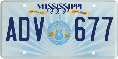 MS license plate ADV677