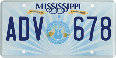 MS license plate ADV678