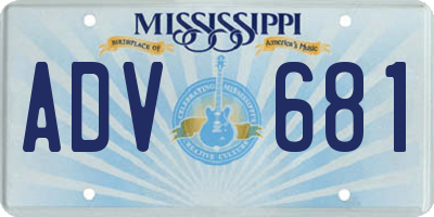 MS license plate ADV681