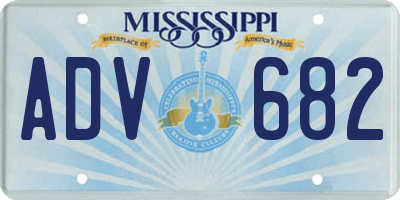 MS license plate ADV682