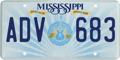 MS license plate ADV683