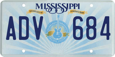 MS license plate ADV684