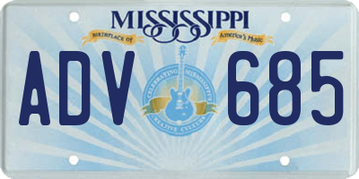 MS license plate ADV685