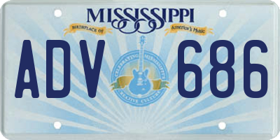 MS license plate ADV686