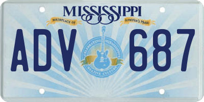 MS license plate ADV687